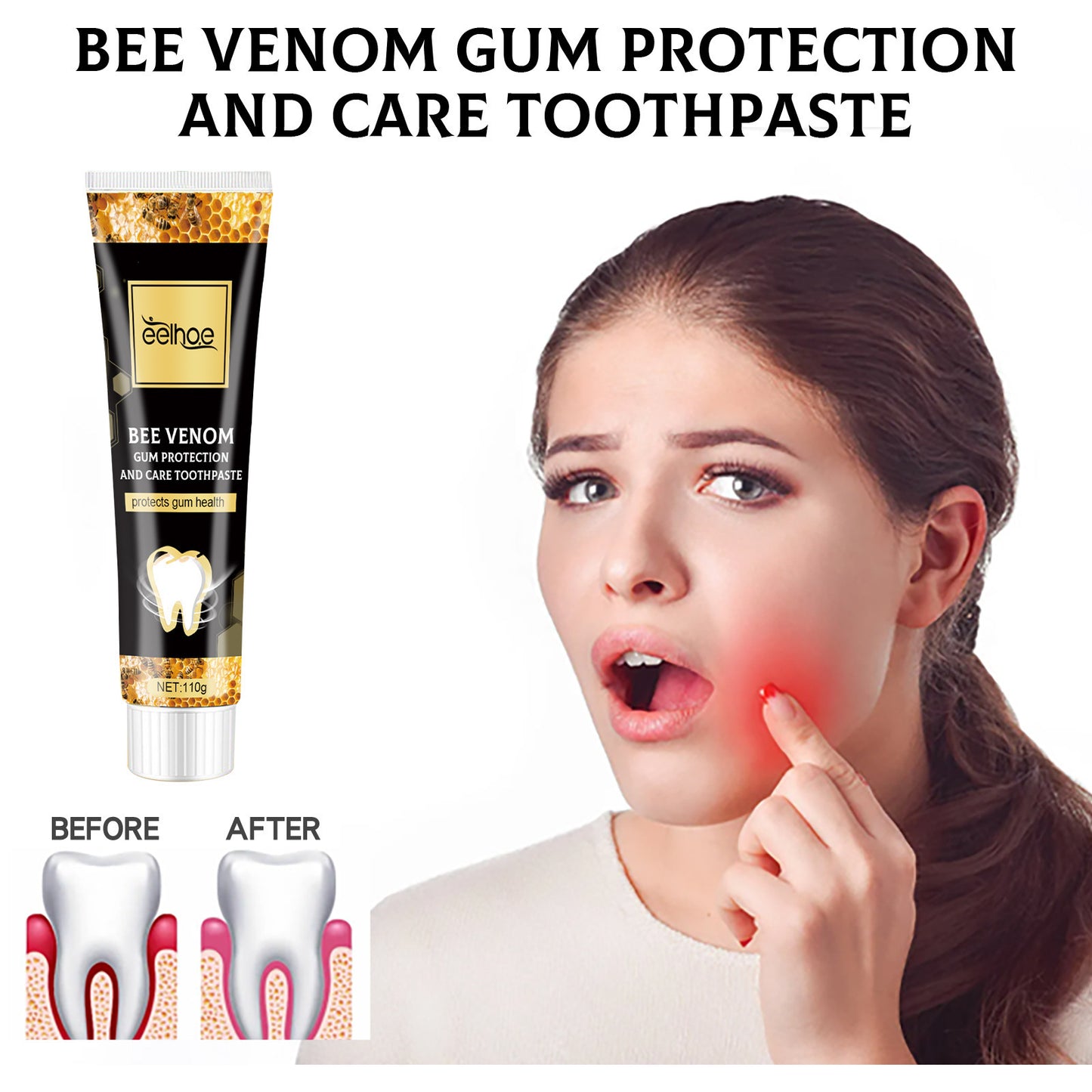 JC-250106ORL-034  Bee Poison Gum Care Toothpaste To Remove Yellow And Oral Odor