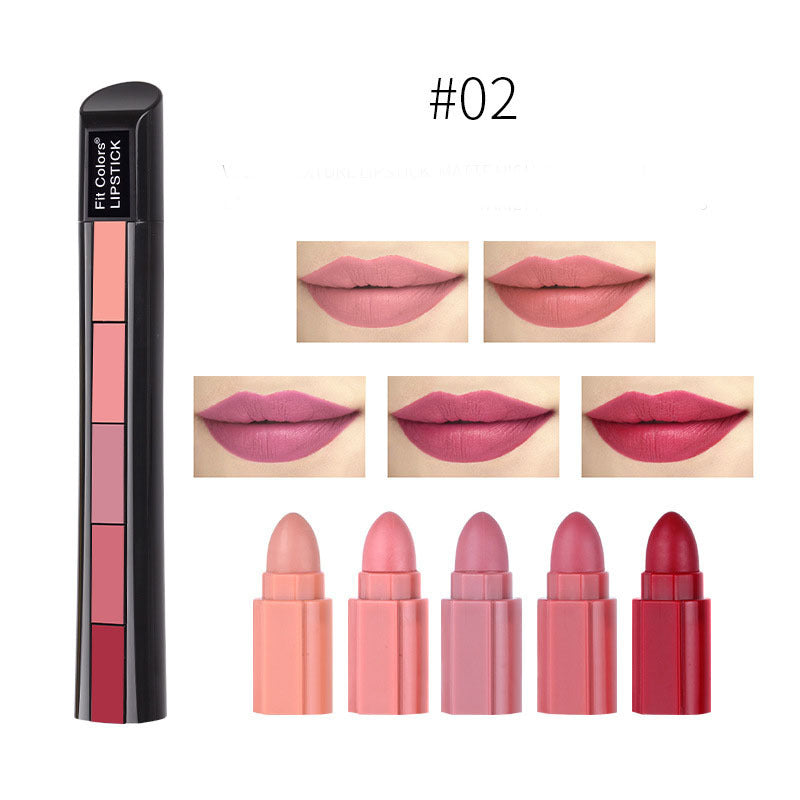 JC-241231MUP-081  Matte 5-color Lipstick Set Velvet Lip Stick Non-stick Lip Gloss Long Lasting Waterproof Sexy Red Lipstick