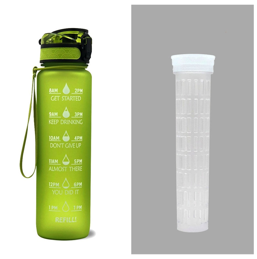 JC-250103DWR-027  1L Tritan Water Bottle With Time Marker Bounce Cover Motivational Water Bottle Cycling Leakproof Cup For Sports Fitness Bottles