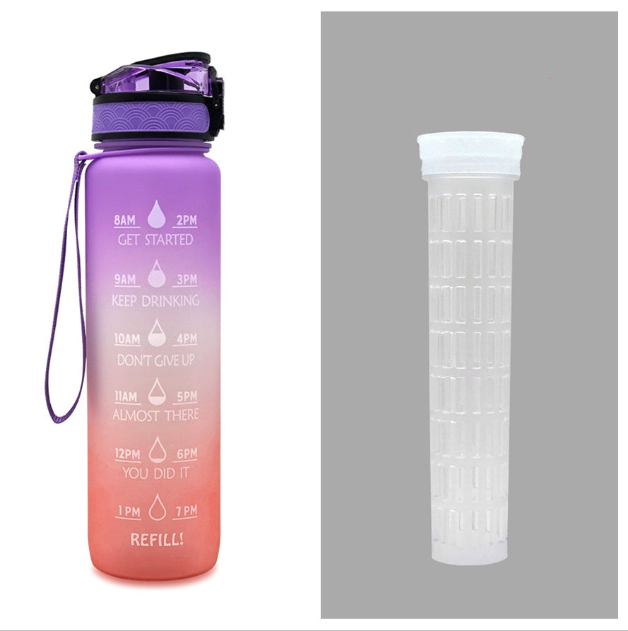 JC-250103DWR-027  1L Tritan Water Bottle With Time Marker Bounce Cover Motivational Water Bottle Cycling Leakproof Cup For Sports Fitness Bottles