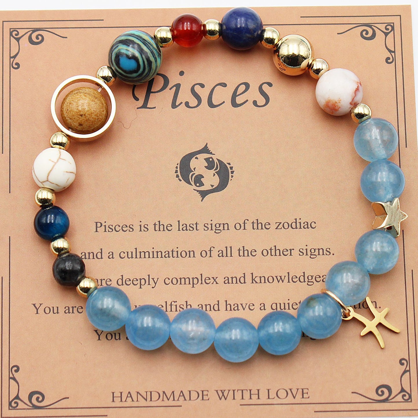 JC-241230BBJ-066  Twelve Constellations Bracelets Natural Stone Beaded Eight Planets