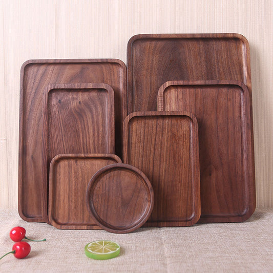 JC-250101DNW-039  Japanese Style Wooden Black Walnut Rectangular Dinner Plate